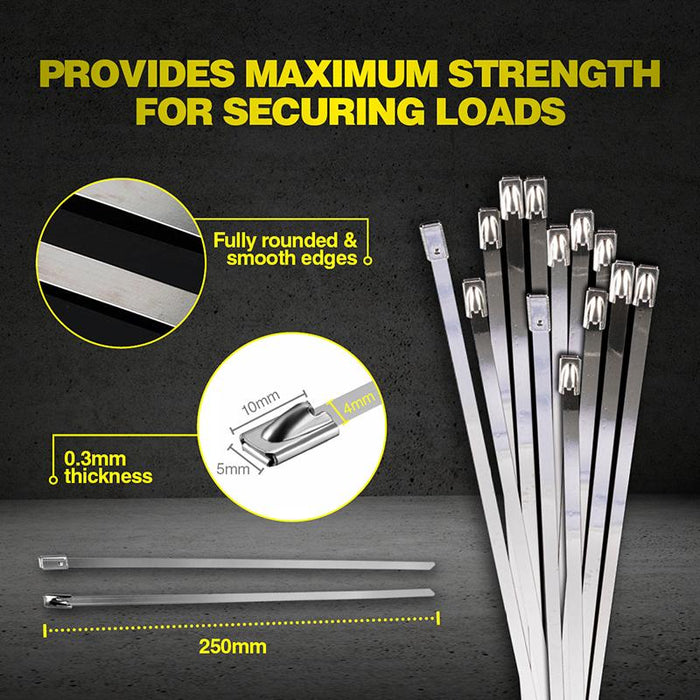 Cable Ties Stainless Steel 250mm x 4mm 10pc