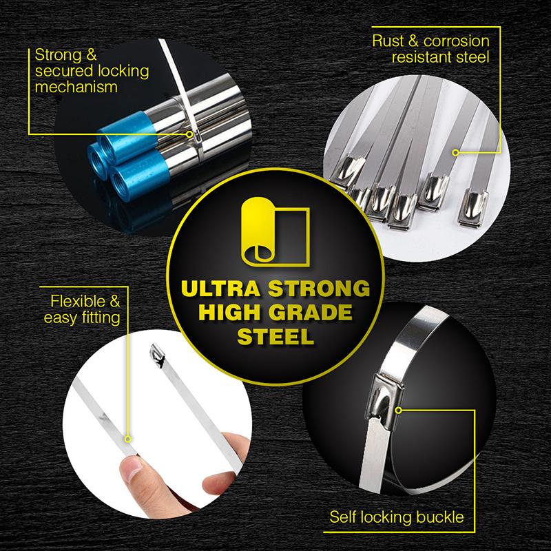 Cable Ties Stainless Steel 250mm x 4mm 10pc