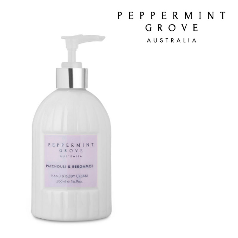 Peppermint Grove Hand Cream Pump 500ml -Patchouli & Bergamot
