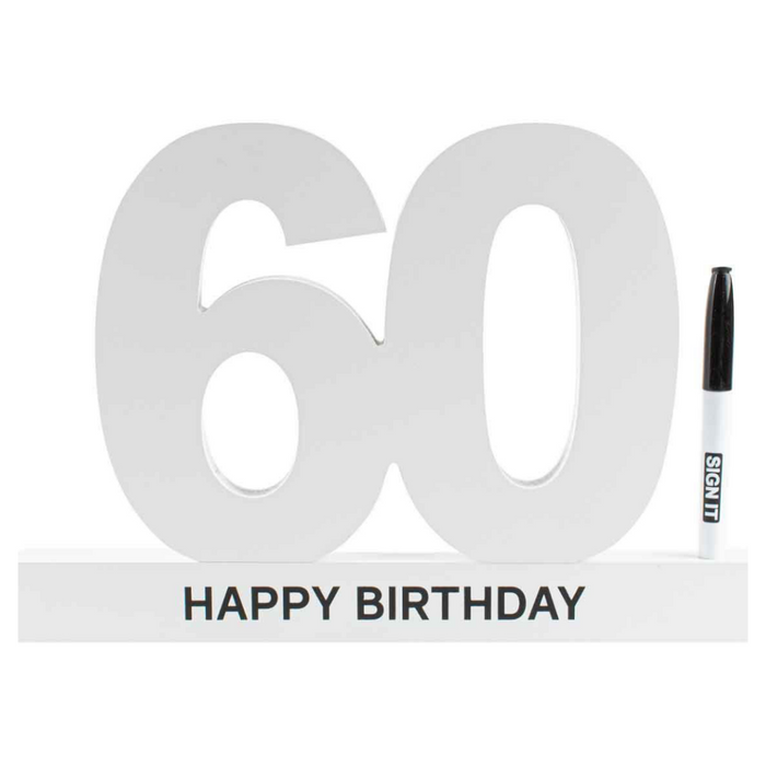 60Th Birthday Signature Block White