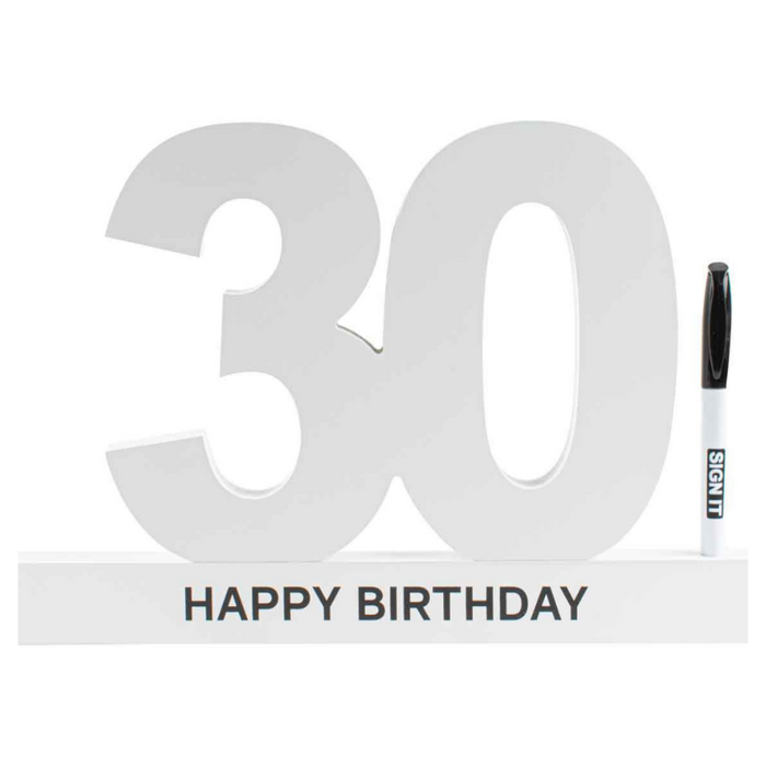 30Th Birthday Signature Block White With Marker