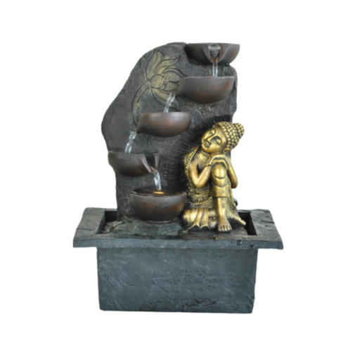  Resting Gold Buddha Fountain with Light  28CM