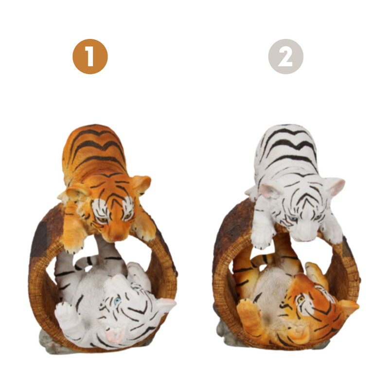 Playing Tiger Cubs in Log 2 Assorted 22cm