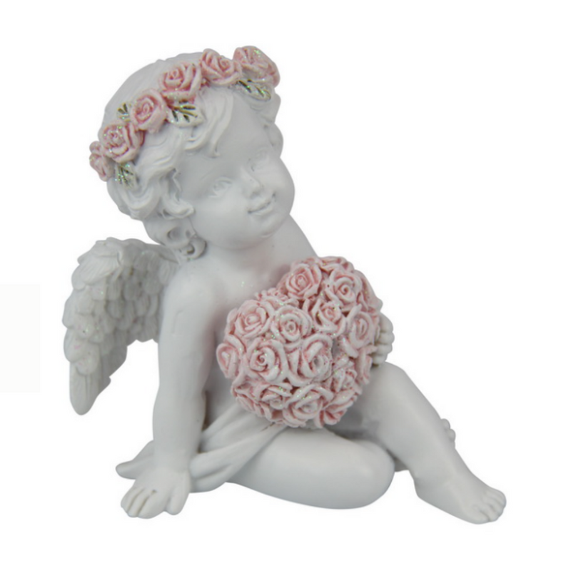 Cherub With Rose Band Sitting 7cm