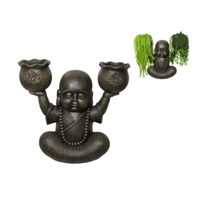 Plant Holder™ Cute Garden Monk with Dual Pot Holder 65cm