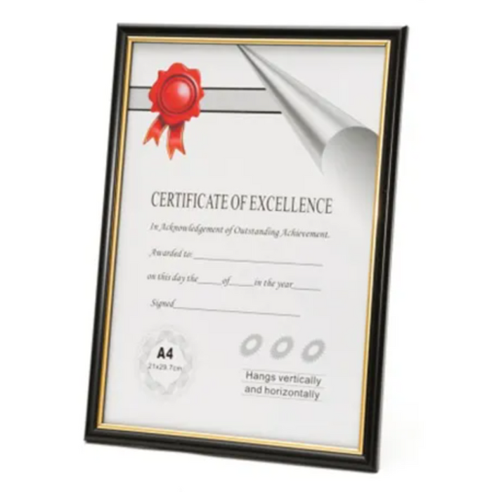 A4 Certificate Frame Blk Gold
