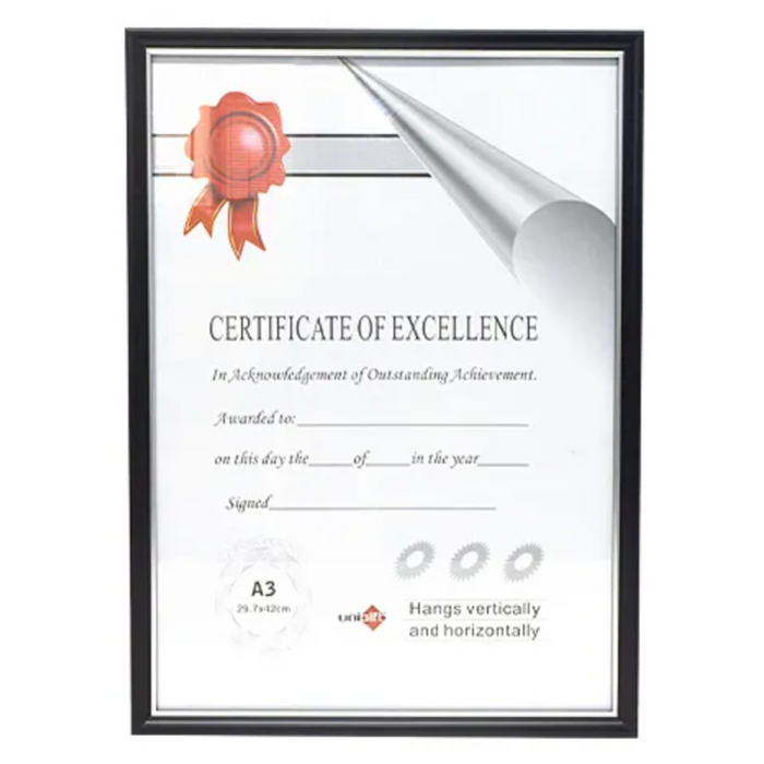 A3 Certificate Frame Blk Silver