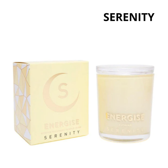 Serenity Scented Candle 300g Crystal Energise Citrine Crystal