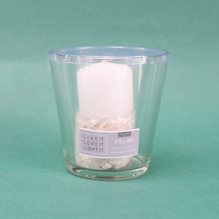 Glass Filling Candle And Sand White D11X11Cmh