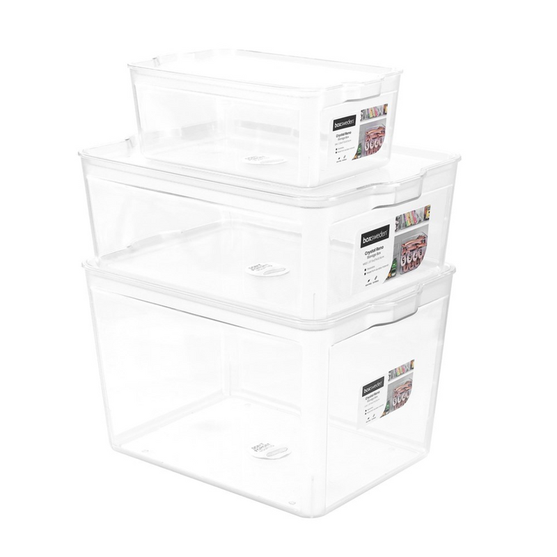 Crystal Reno Storage Box Clear With Lid Sml 28X17.5X10.5Cm