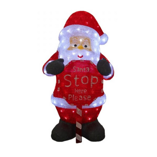 Acrylic Santa with Santa Stop Here Sign
