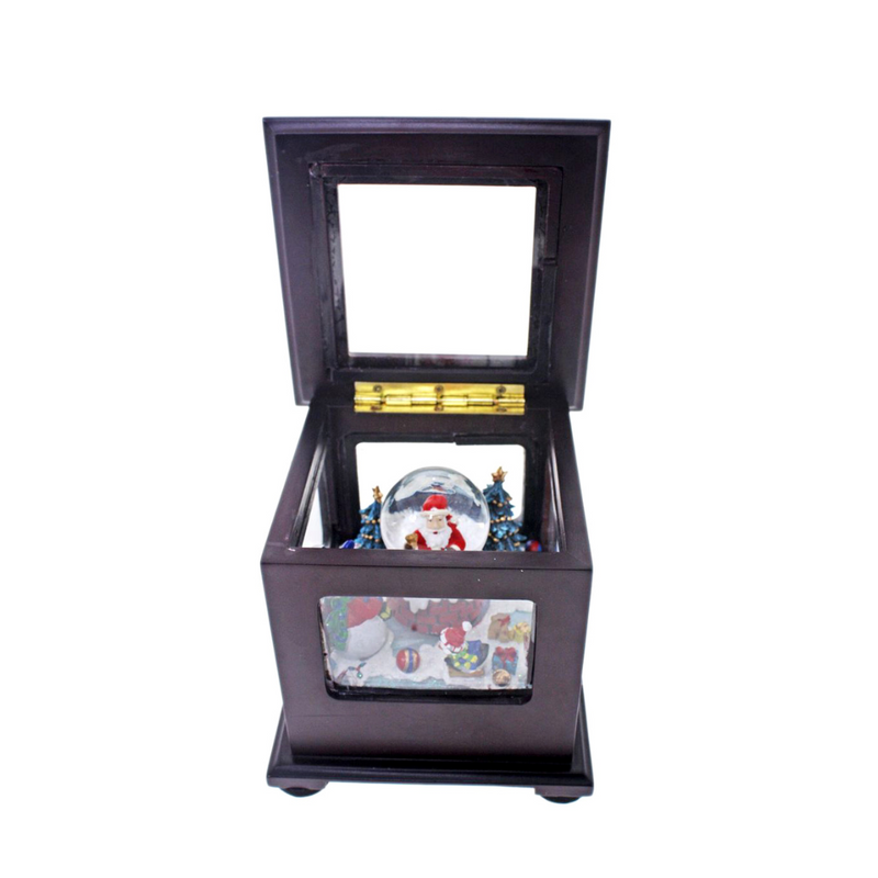 Square Music Box with Revolving Snowman