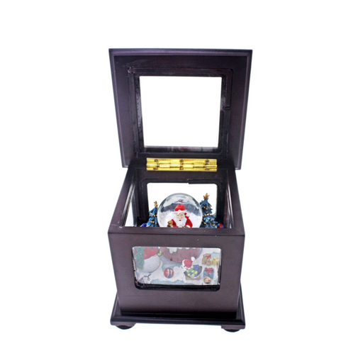 Square Music Box with Revolving Snowman