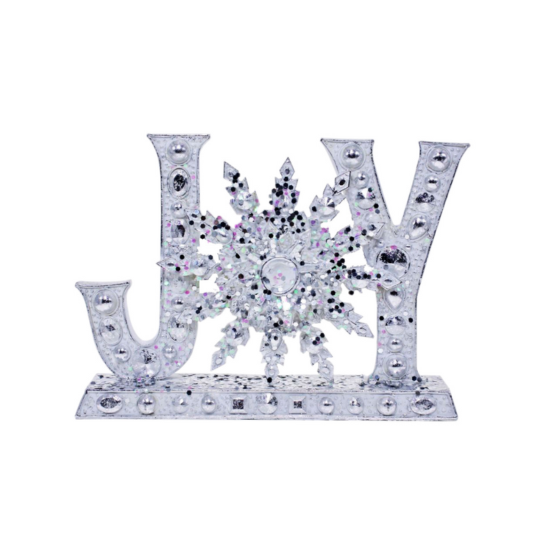 Christmas Sign Word Sign JOY Silver