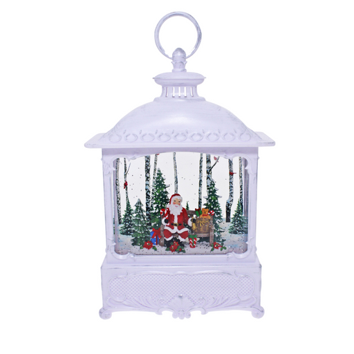 Santa Bench Lantern Rectangle White