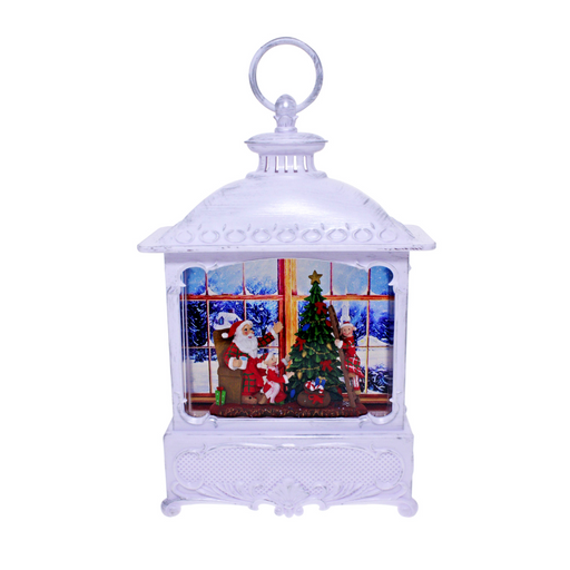 Santa Tree Lantern Rectangle White