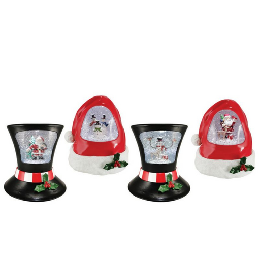 Santa Hat Rotating Scene Music Glitter Swirl 