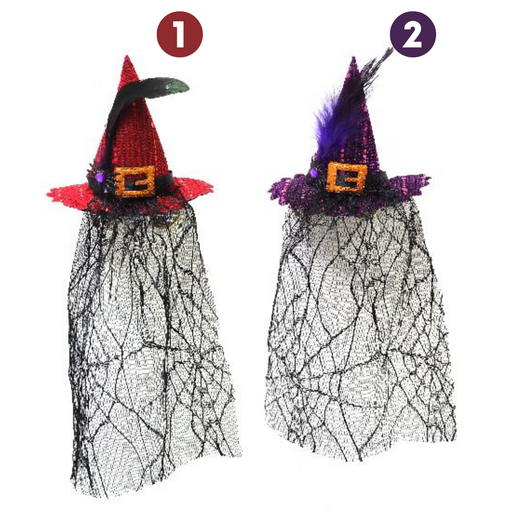 Ronis Mini Witch Hat with Veil Hair Clips