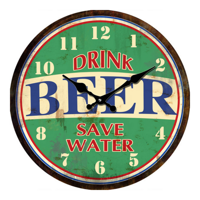 Drink Beer Save Water Clock 30cm