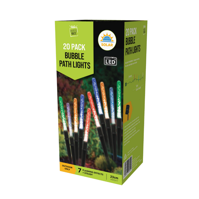 Solar LED Bubbles Tubes Multi 20pc