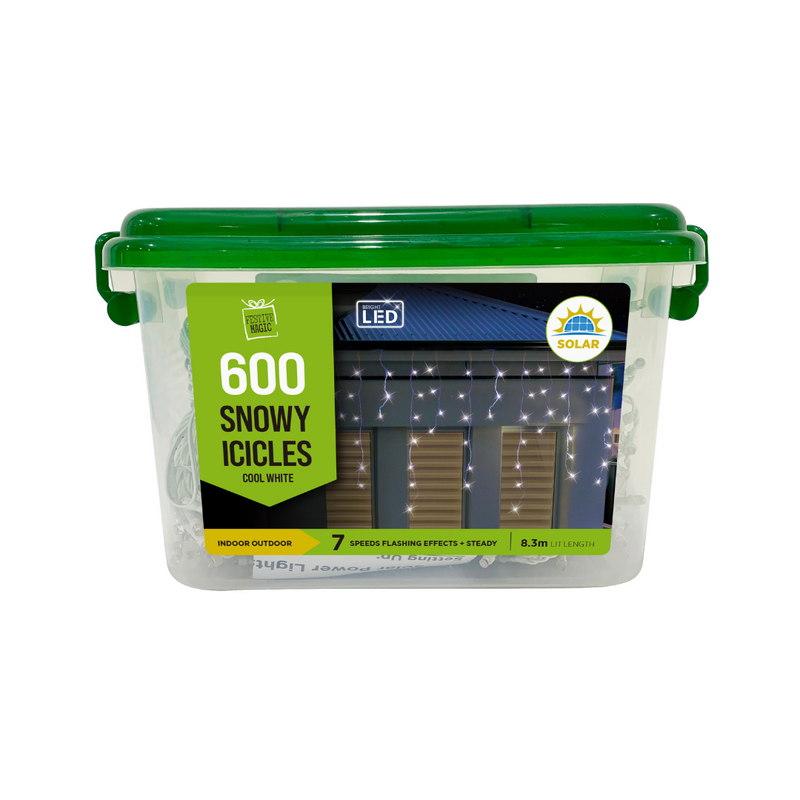 Ronis 600 LED Solar Snowing Icicles White