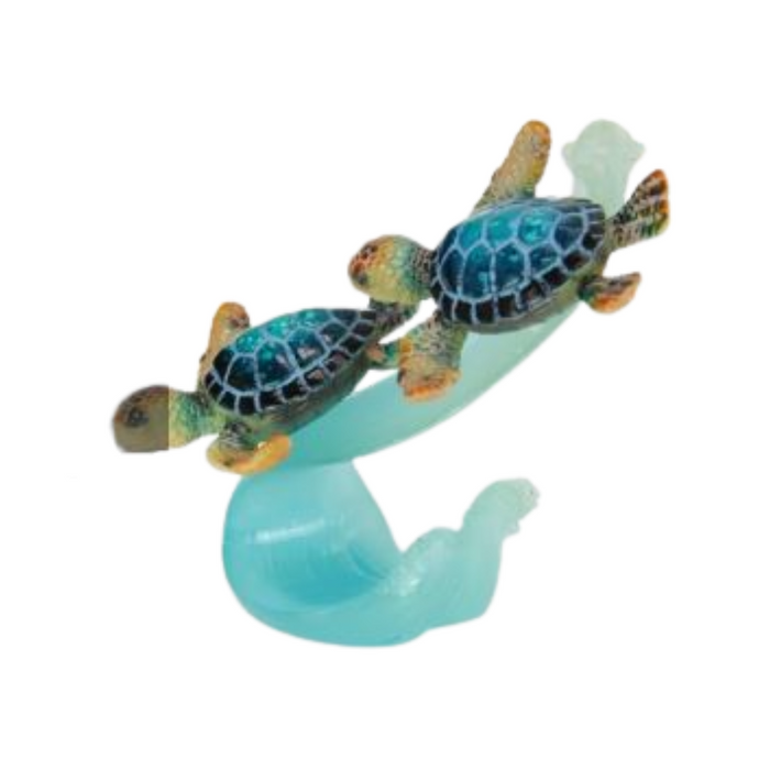 Turtle Clear Blue Wave With Twin Turtles 13Cm