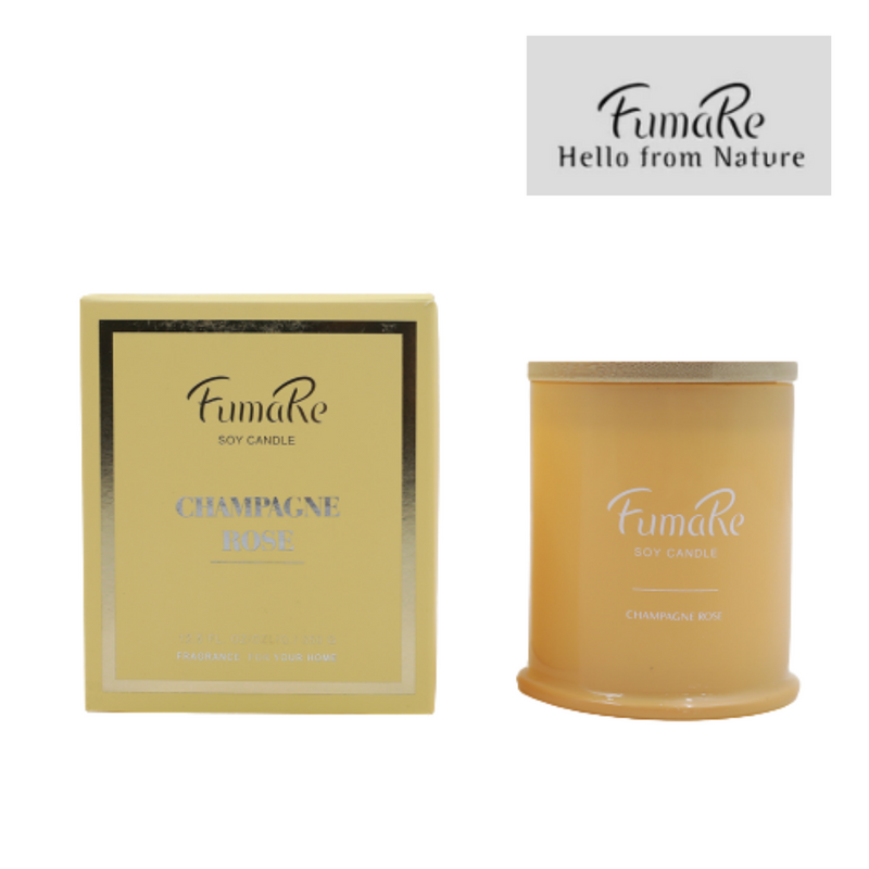 Fumare Scented Glass Class Candle With Nature Bamboo Lid(Soy Wax) Orange Champagne Rose D9.7X10.5Cmh 11Cmh 1 Set & Color Box