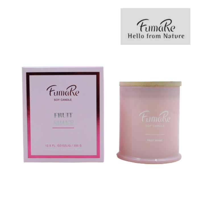 Fumare Scented Glass Class Candle With Nature Bamboo Lid( Soy Wax) Scent: Pink Fruit Shake D9.7X10.5Cmh 11Cmh 1Set+Color Box