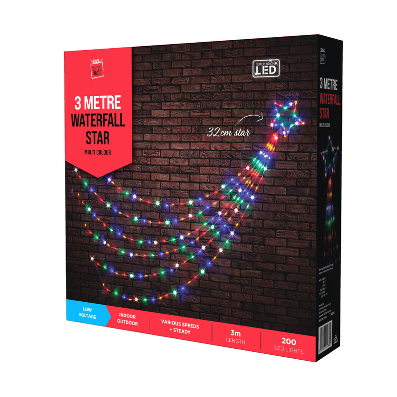 LED Waterfall Star 3m 200 Multi Colour