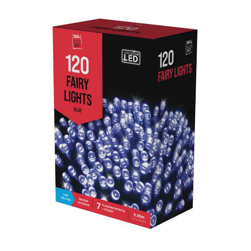 Fairy Lights Flashing LED Blue 120 Lights