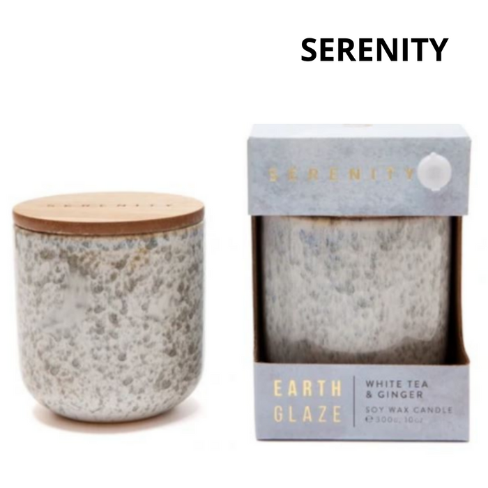 Serenity Scented Candle 283g Earth Glaze White Tea and Ginger