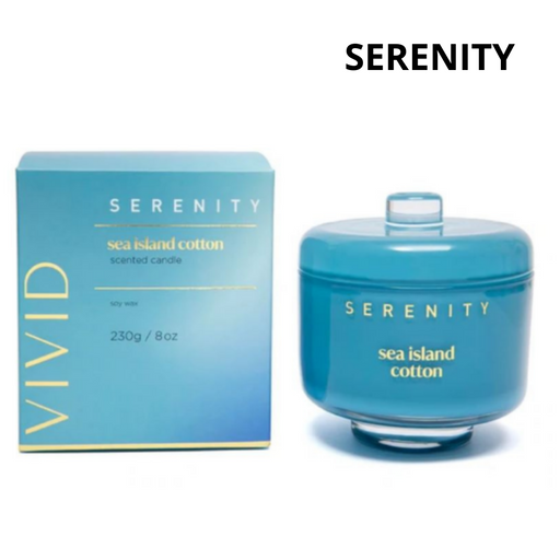 Serenity Glass Candle in Gift Box 8oz - Sea Island Cotton
