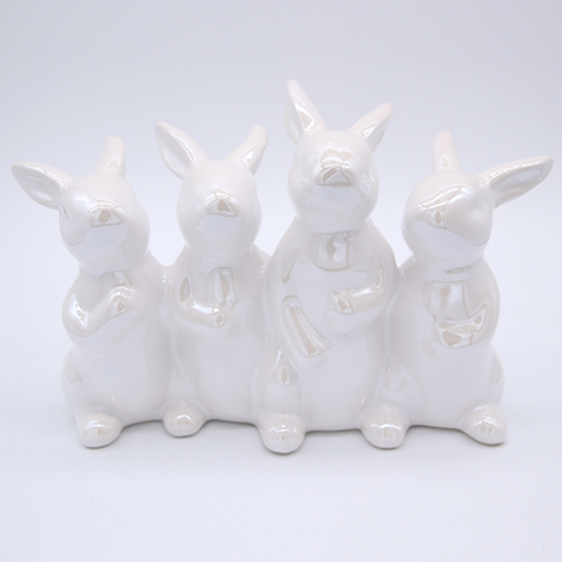 Ronis Ceramic Family of 4 Bunnies 18x7x12cm White