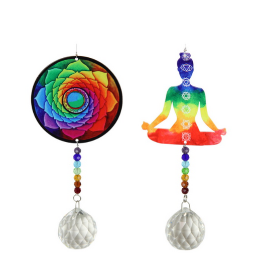 Ronis Chakra Meditation Crystal Suncatcher 40cm Assorted
