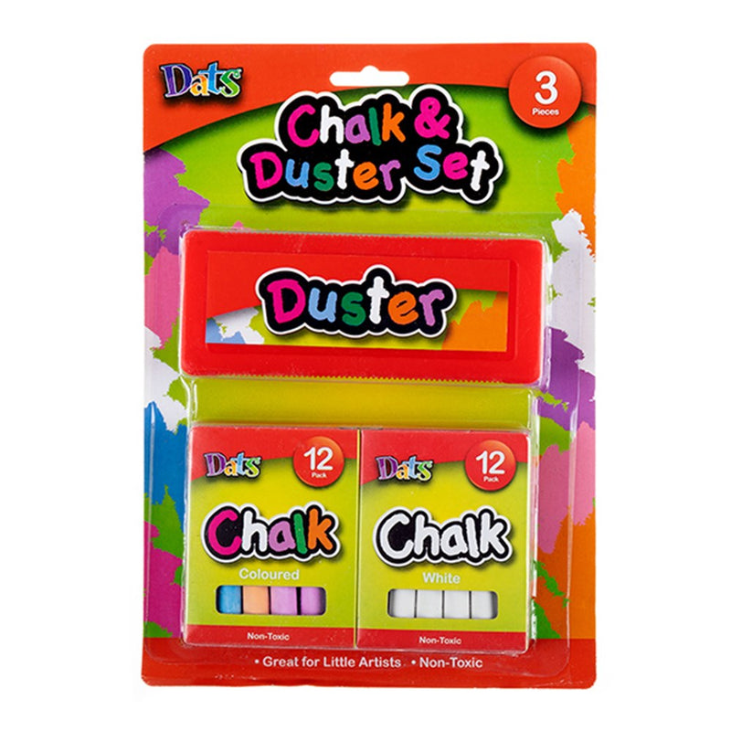 Chalk set 12 pack including white and coloured chalk sticks for classroom chalkboards and outdoor play