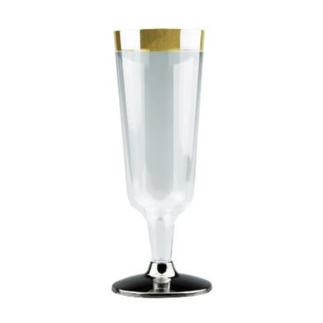 Champagne Glass With Gold Rim Clear Base 150ml Pk6