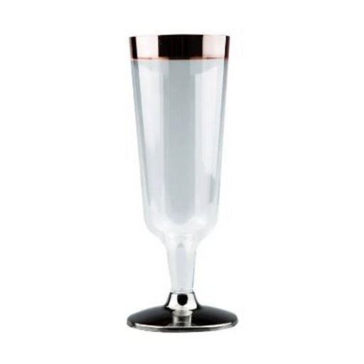 Ronis Champagne Glass With Rose Gold Rim Clear Base 150ml