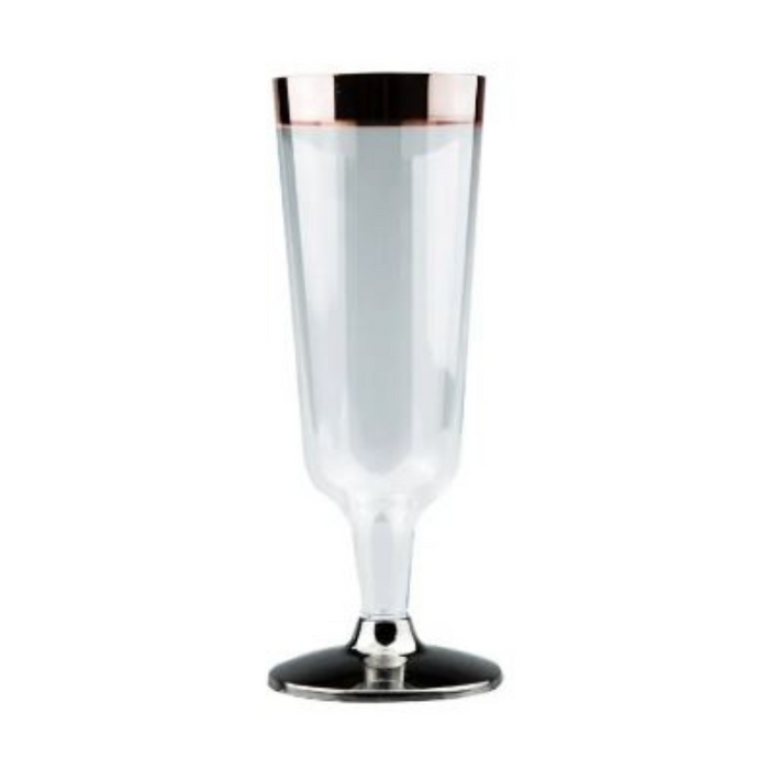 Ronis Champagne Glass With Rose Gold Rim Clear Base 150ml