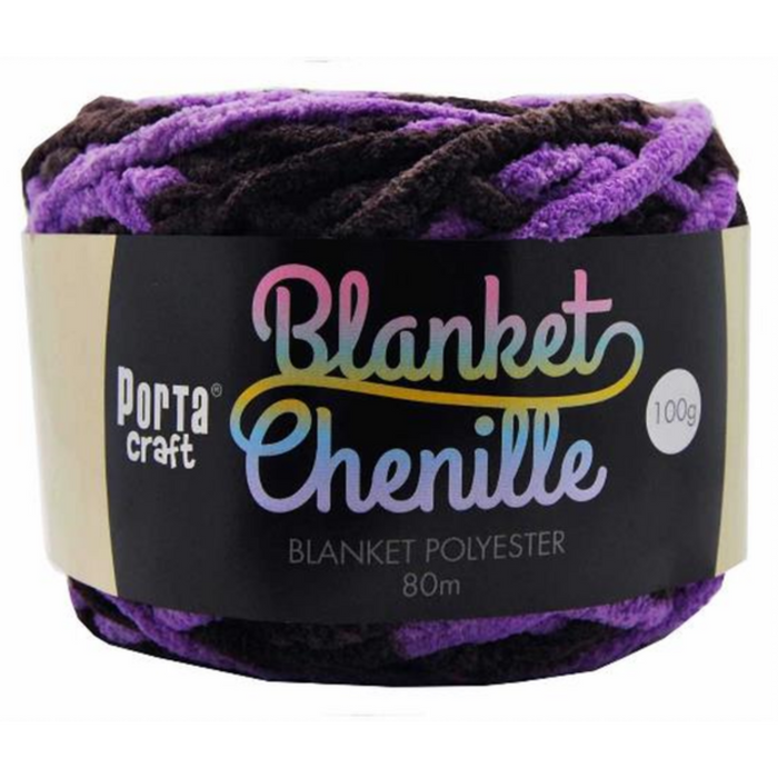 Ronis Chenille Blanket Yarn 100g 80m Multi Purple Sleepy Sky