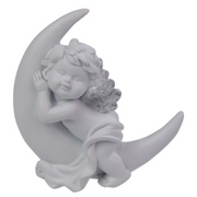 Ronis Cherub Lying on Moon with Silver Wings 9cm – thumbnail