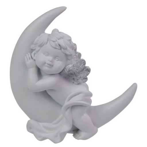 Ronis Cherub Lying on Moon with Silver Wings 9cm