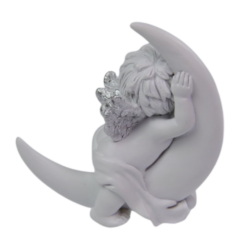 Ronis Cherub Lying on Moon with Silver Wings 9cm
