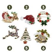 Ronis Christmas Diamante Brooch 6 Asstd