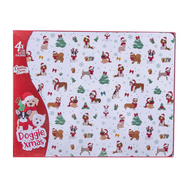 Ronis Christmas Dog Placemat 4pk 34x26.5cm