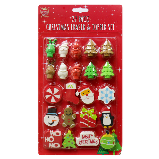 Ronis Christmas Eraser and Pencil Toppers 22pk