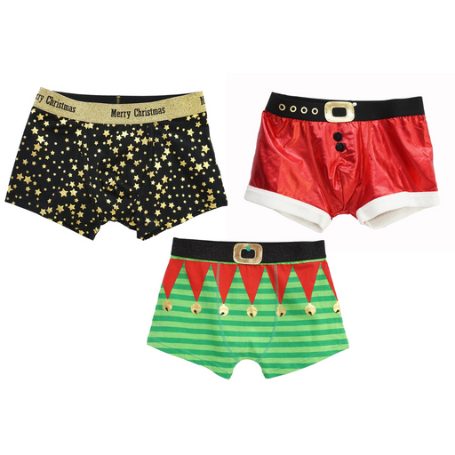 Ronis Christmas Novelty Undies Mens 3 Asstd
