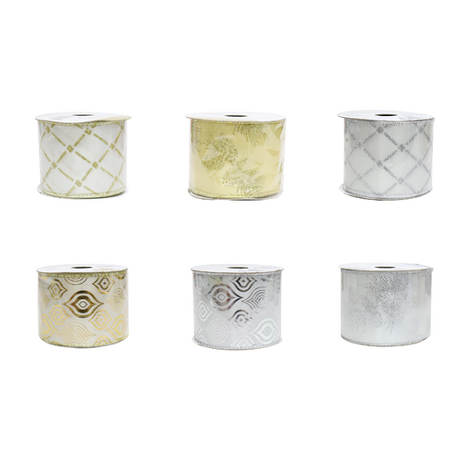 Ronis Christmas Ribbon White Silver Gold Series 2.7m 6 Asstd