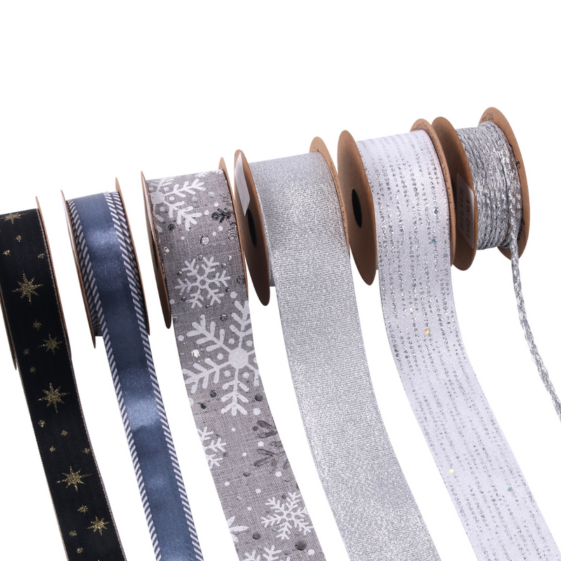 Ronis Christmas Ribbons Silver and Blue 2m 6 Asstd