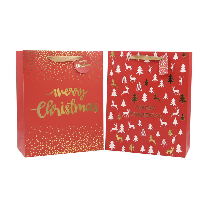 Ronis Christmas Sparkle Gift Bag XL 2pk