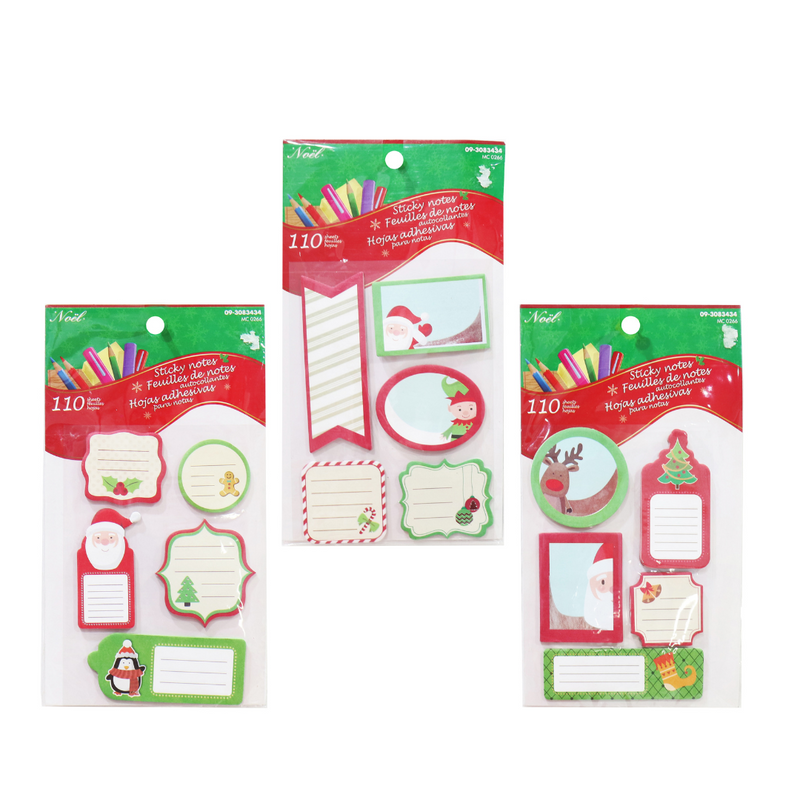 Ronis Christmas Sticky Notes 110pc 3 Asstd